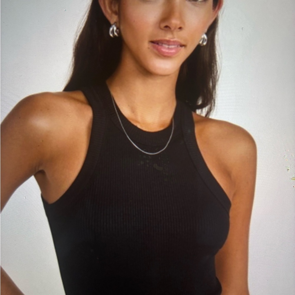 WSLY Black Ribbed Tank Top